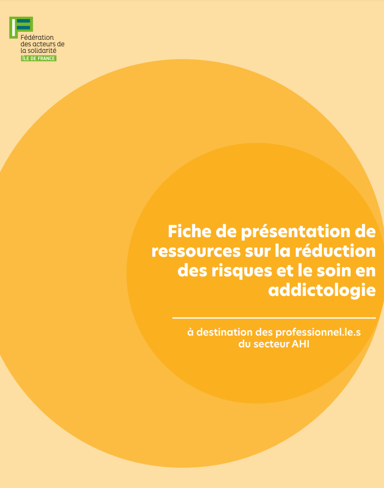 Fiche ressources Réduction des risques et soin en addictologie